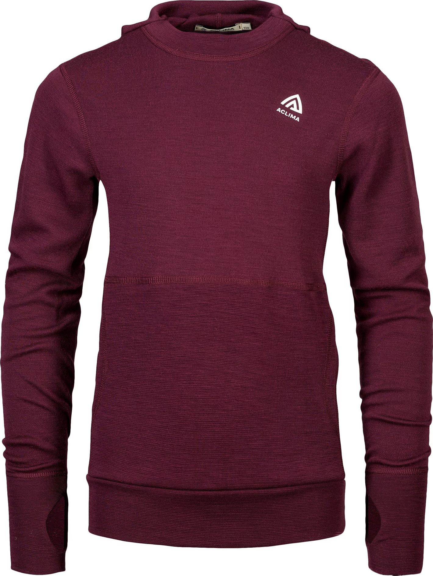 Aclima Warmwool Hood Sweater Children Fig/beige Melange