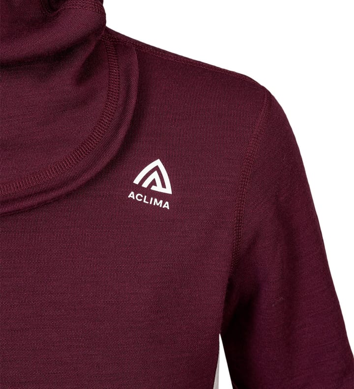 Aclima Warmwool Hood Sweater Children Fig/beige Melange Aclima