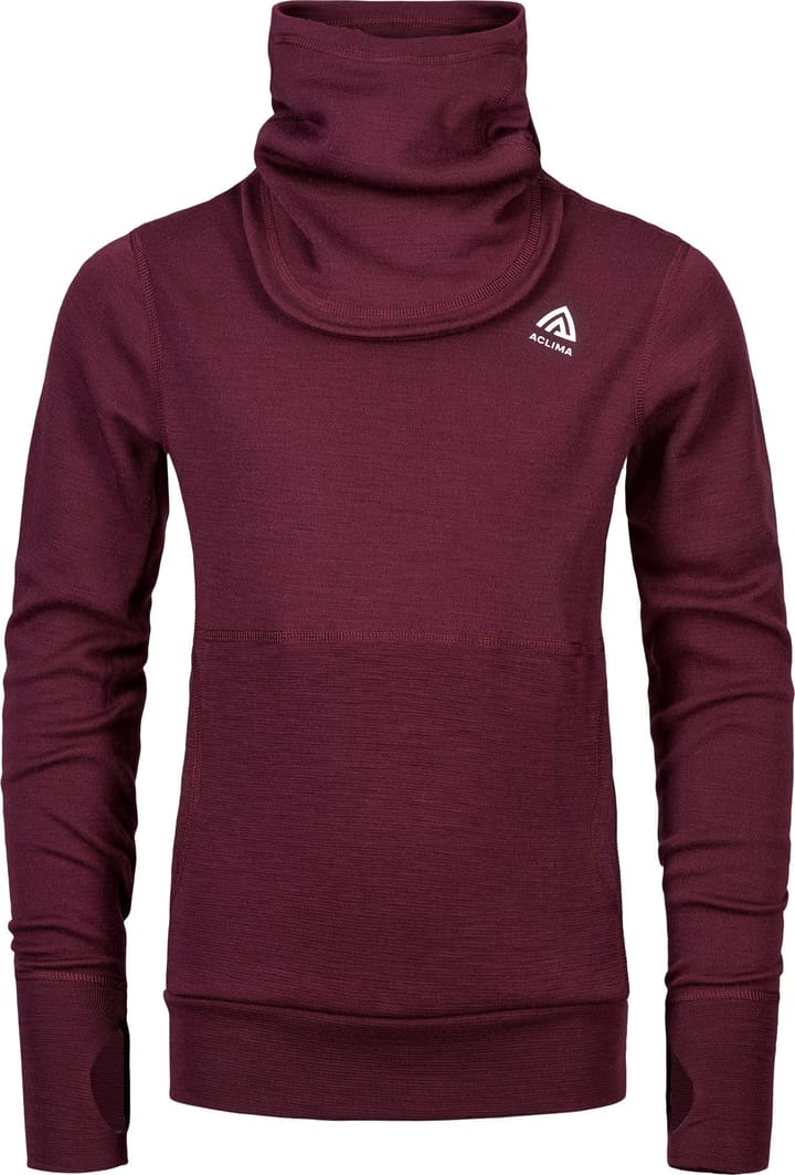 Aclima Warmwool Hood Sweater Children Fig/beige Melange Aclima