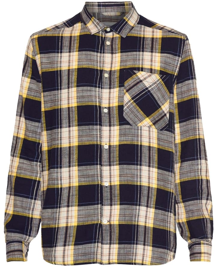 Knowledge Cotton Apparel Loose Checked Shirt Blue Stripe Knowledge Cotton Apparel