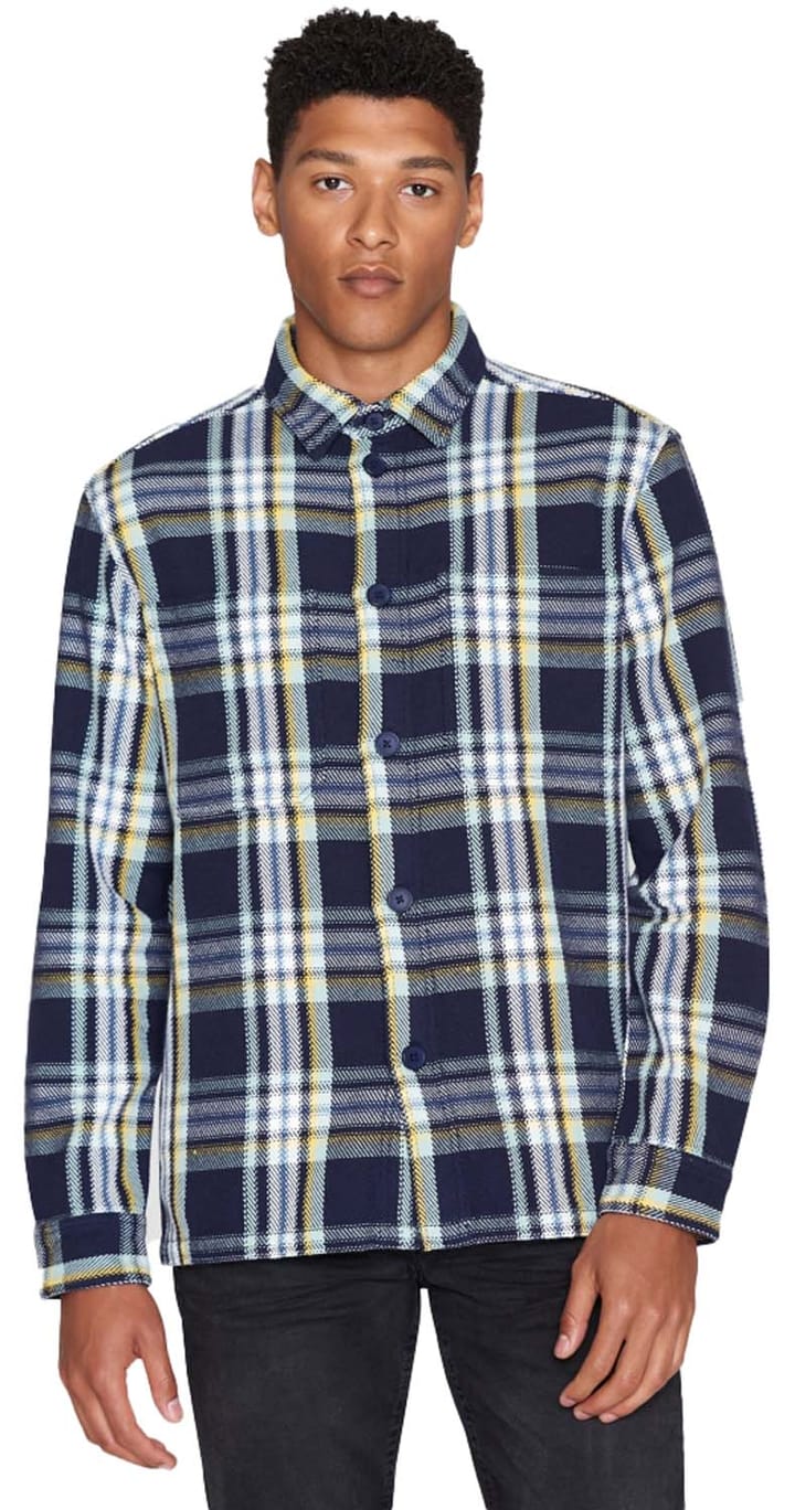 Knowledge Cotton Apparel Checked Overshirt Blue Check Knowledge Cotton Apparel