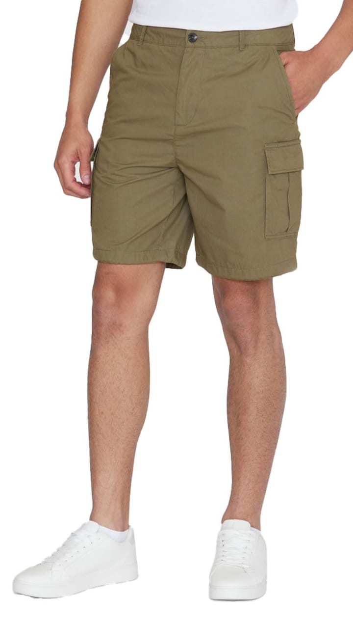 Knowledge Cotton Apparel Men's Fig Loose Cargo Poplin Shorts Burned Olive Knowledge Cotton Apparel