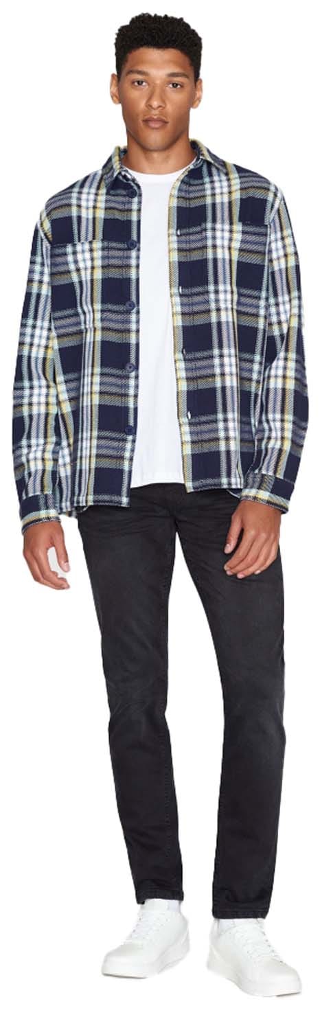 Knowledge Cotton Apparel Checked Overshirt Blue Check Knowledge Cotton Apparel