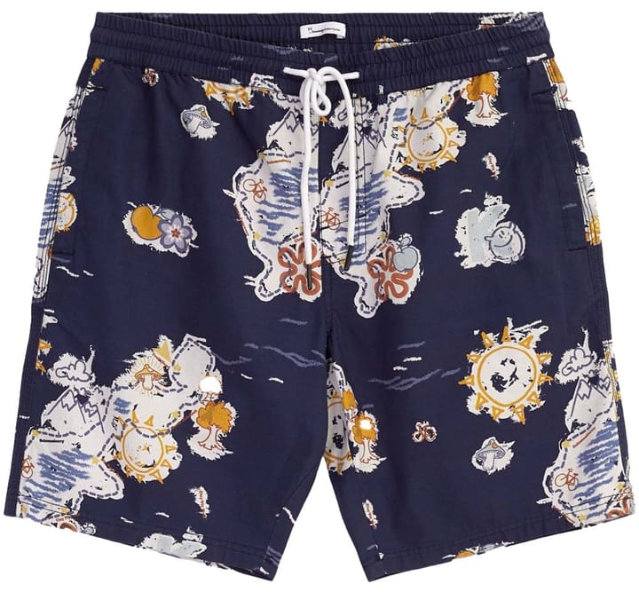 Knowledge Cotton Apparel Men's Boardwalk Shorts With Elastic Waist Night Sky Knowledge Cotton Apparel