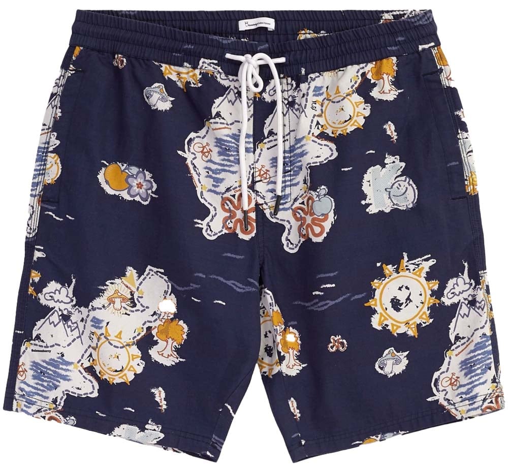 Knowledge Cotton Apparel Men's Boardwalk Shorts With Elastic Waist