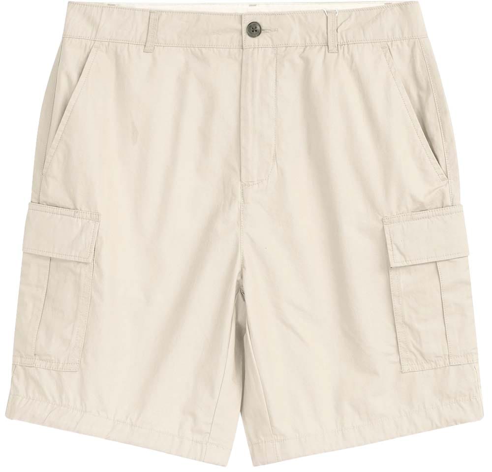 Knowledge Cotton Apparel Men's Fig Loose Cargo Poplin Shorts Light Feather Gray
