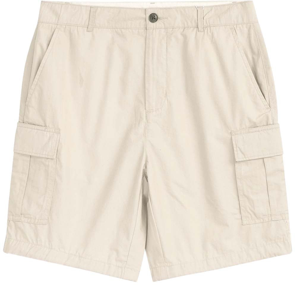 Knowledge Cotton Apparel Men's Fig Loose Cargo Poplin Shorts Light Feather Gray