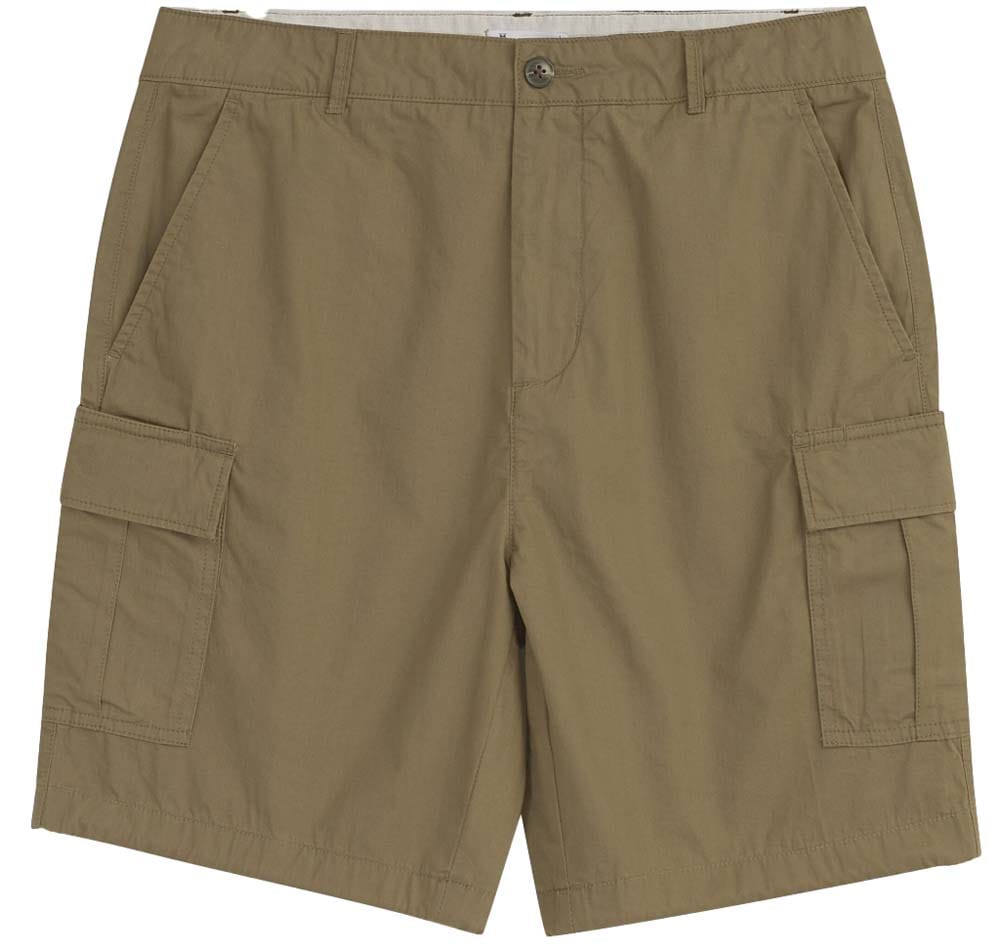 Knowledge Cotton Apparel Men's Fig Loose Cargo Poplin Shorts Burned Olive