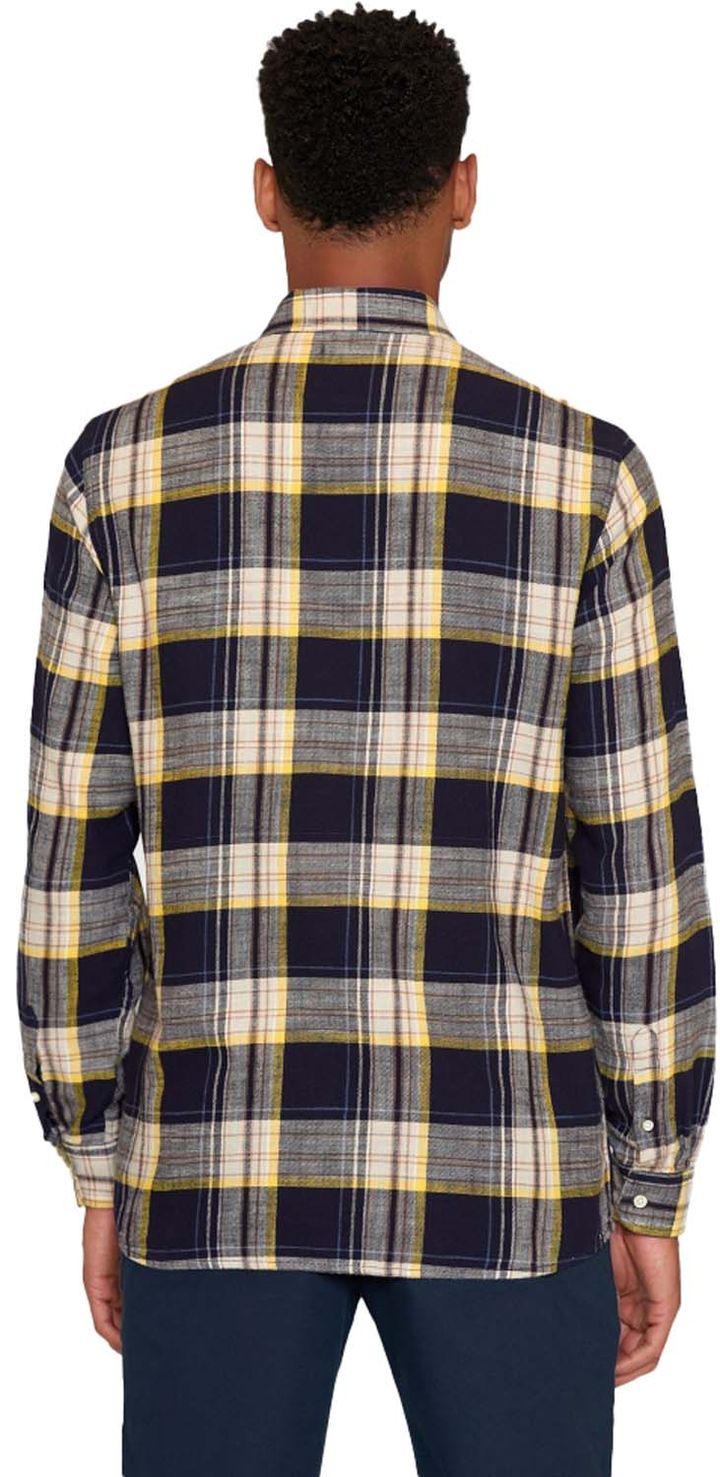 Knowledge Cotton Apparel Loose Checked Shirt Blue Stripe Knowledge Cotton Apparel