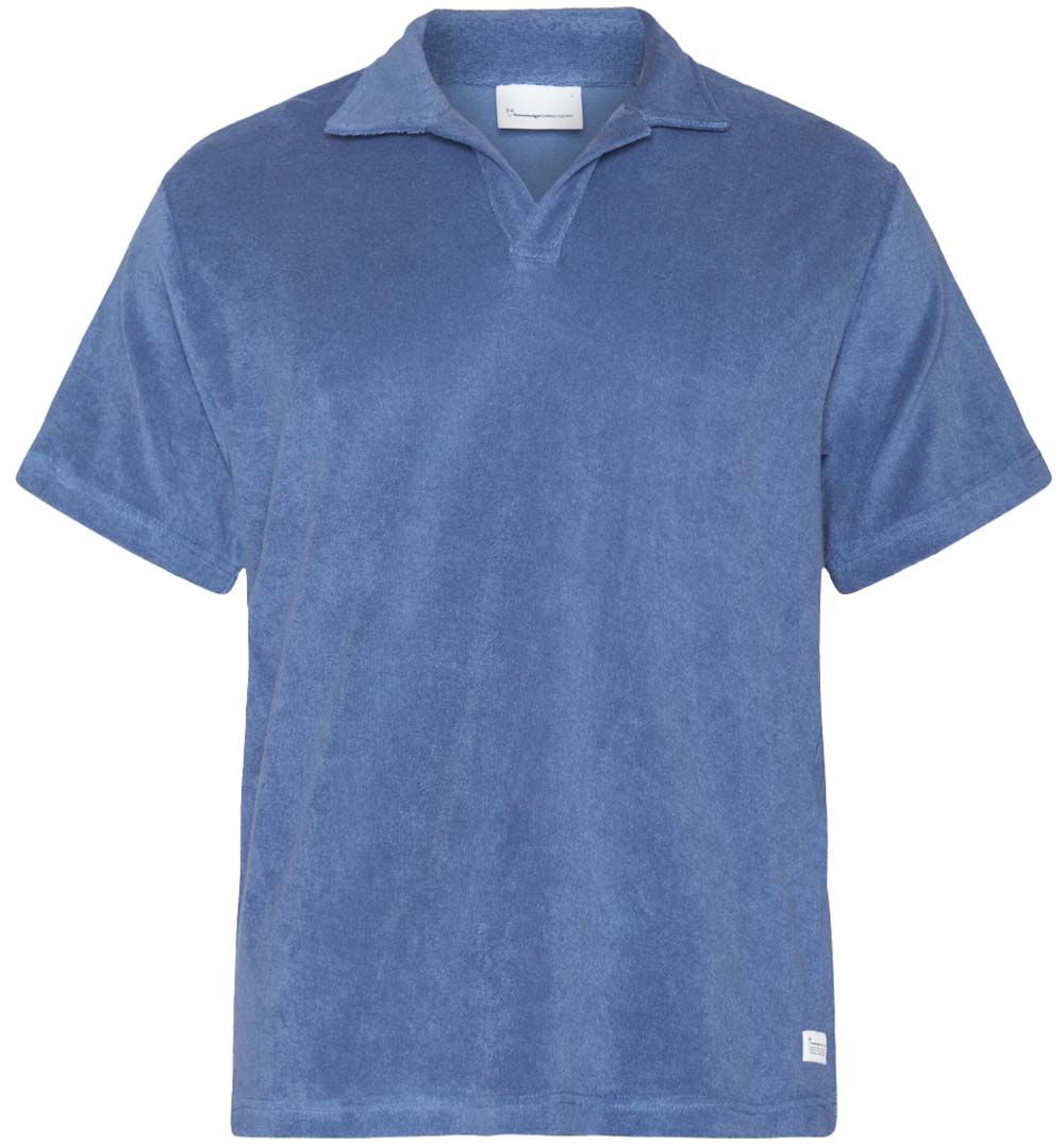 Knowledge Cotton Apparel Men's Loose Terry Polo Moonlight Blue