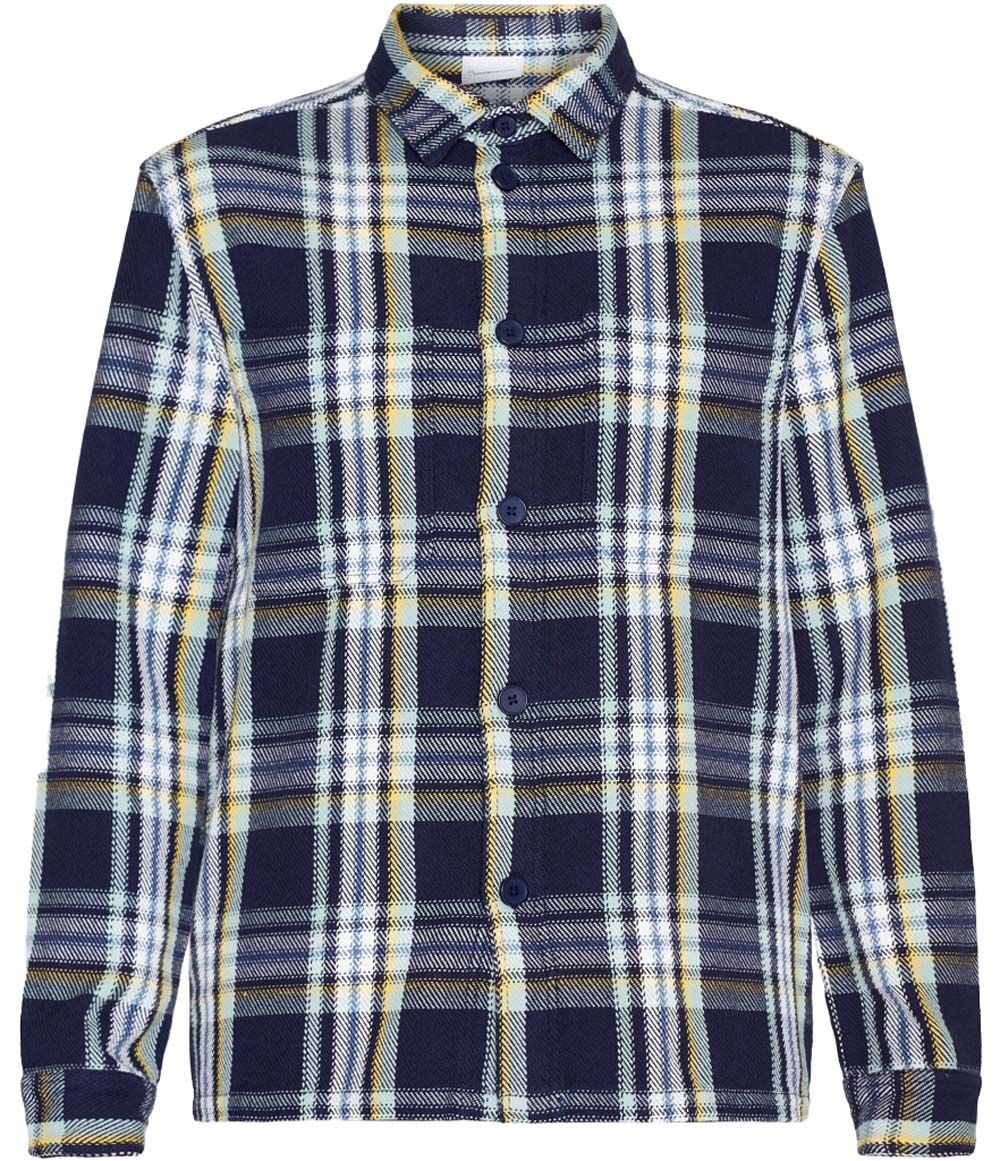 Knowledge Cotton Apparel Checked Overshirt Blue Check