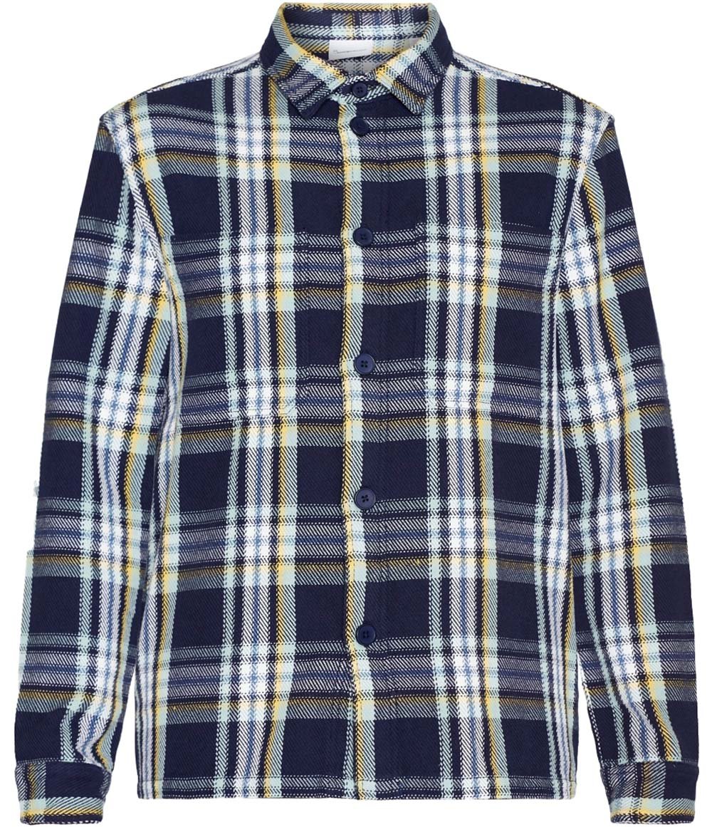 Knowledge Cotton Apparel Men's Checked Overshirt Blue Check