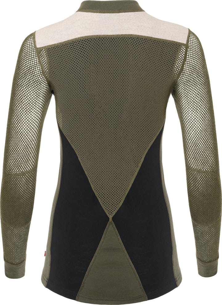 Aclima Women's WoolNet Hybrid Crew Neck Jet Black/Tarmac/Beige Melange Aclima