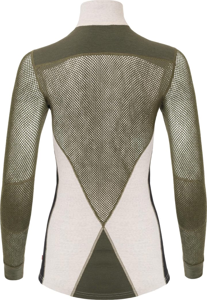 Aclima Women's WoolNet Hybrid Mock Neck Beige Melange/tarmac/jet Black Aclima