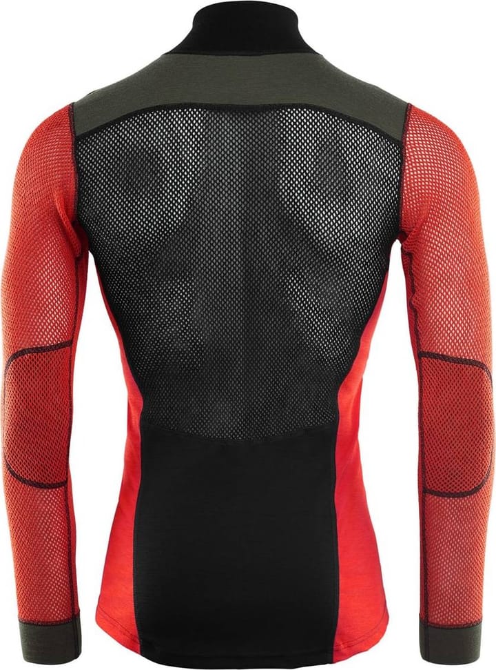Aclima Men's WoolNet Hybrid Mockneck Jet Black/Poinciana/Olive Night Aclima Aclima Men's WoolNet Hybrid Mockneck Jet Black/Poinciana/Olive Night Aclima