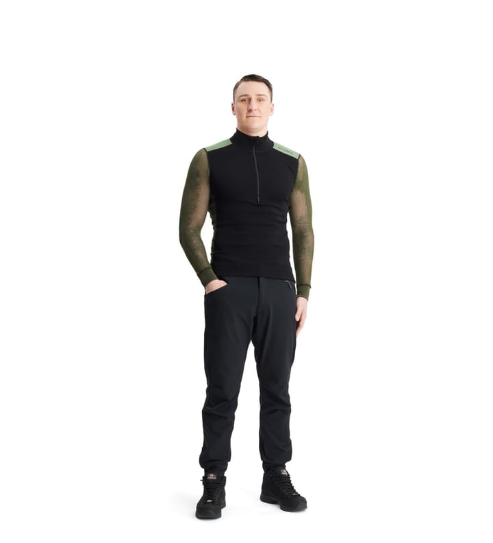 Aclima Woolnet Hybrid Mock Neck Man Jet Black / Olive Night / Dill Aclima