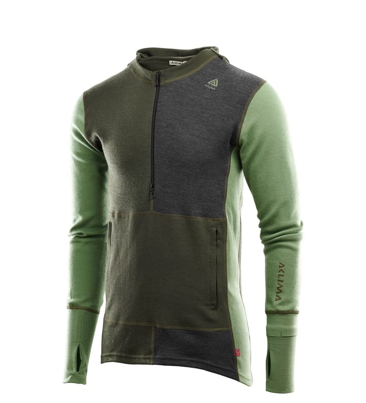 Aclima Warmwool Hood Sweater W/Zip M Olive Night / Dill / Marengo Aclima Aclima Warmwool Hood Sweater W/Zip M Olive Night / Dill / Marengo Aclima