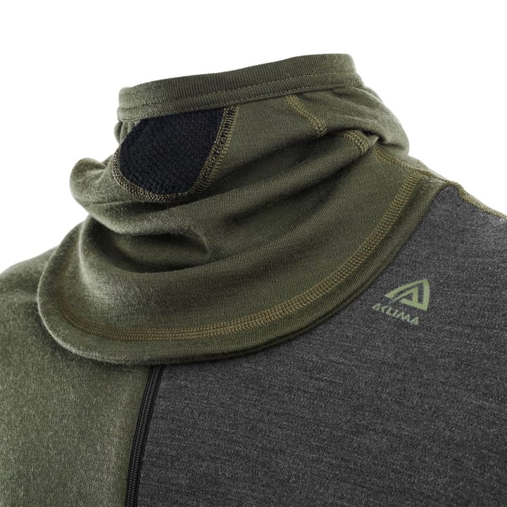 Aclima Warmwool Hood Sweater W/Zip M Olive Night / Dill / Marengo Aclima