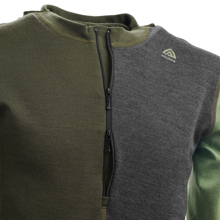 Aclima Warmwool Hood Sweater W/Zip M Olive Night / Dill / Marengo Aclima