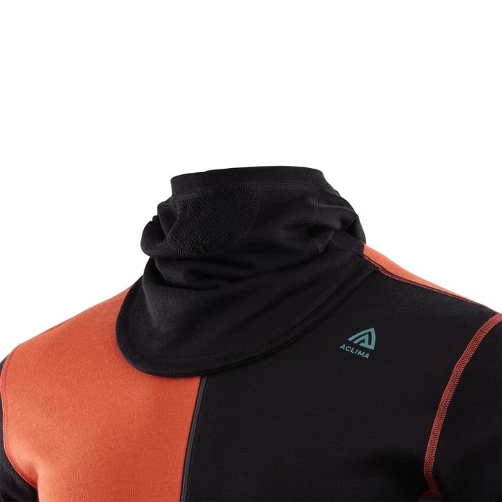 Aclima Warmwool Hoodsweater W/Zip M's Jet Black / Red Clay / North Atlantic Aclima