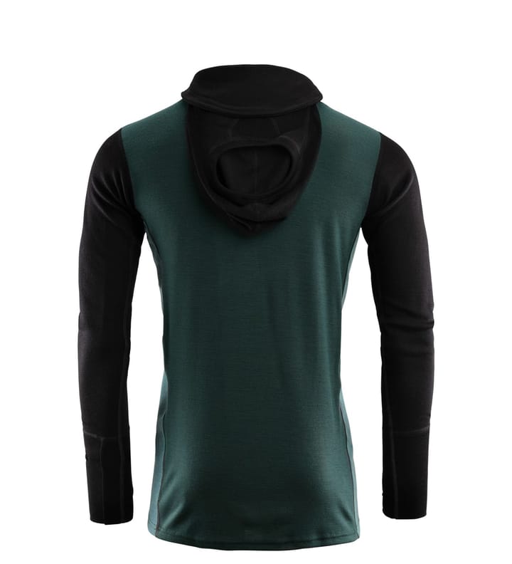 Aclima Men's WarmWool Hoodsweater with Zip Jet Black/Green Gables/Northatlantic Aclima Aclima Men's WarmWool Hoodsweater with Zip Jet Black/Green Gables/Northatlantic Aclima