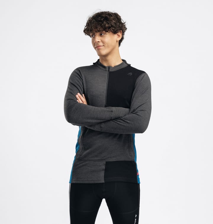 Aclima Men's WarmWool Hoodsweater with Zip Marengo/Jet Black/Corsair Aclima