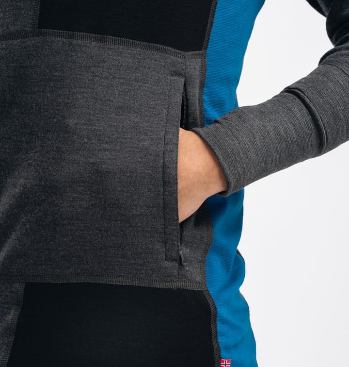 Aclima Men's WarmWool Hoodsweater with Zip Marengo/Jet Black/Corsair Aclima