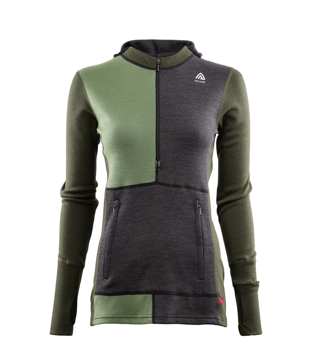 Aclima Warmwool Hoodsweater W/Zip W's Marengo / Olive Night / Dill