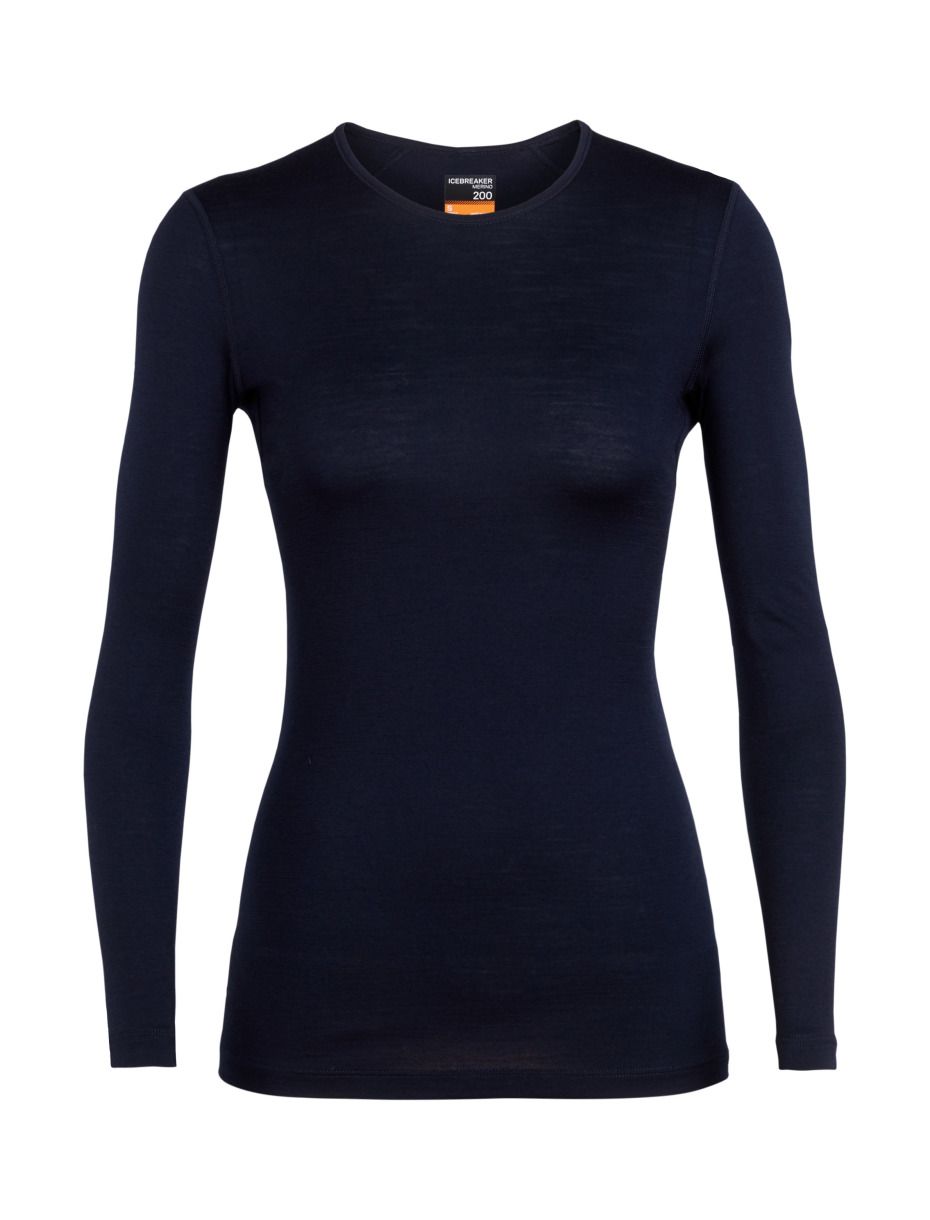 Icebreaker Wmns 200 Oasis LS Crewe Midnight Navy