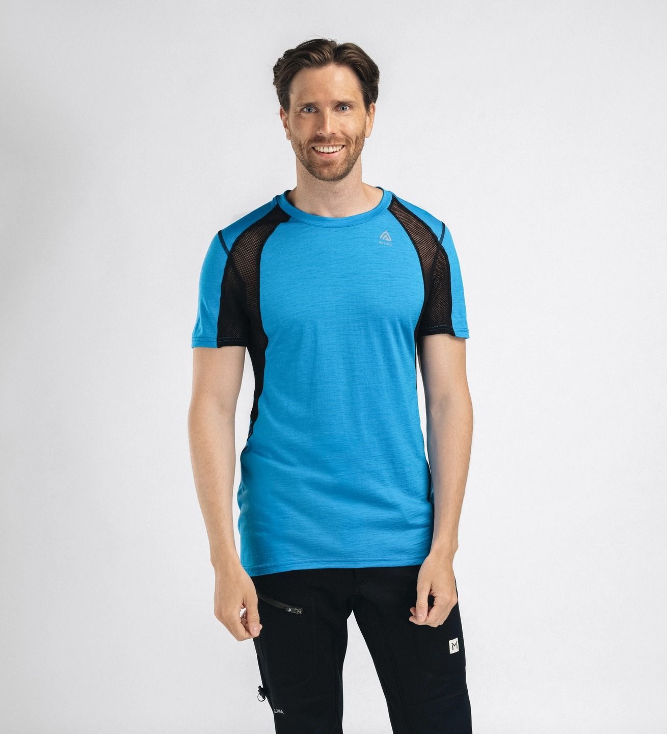 Aclima Men's LightWool 140 Sports T-shirt Bluejay/Jet Black