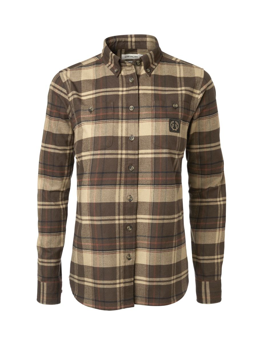 Chevalier Heron Flannel Shirt Women Soil Brown Checked