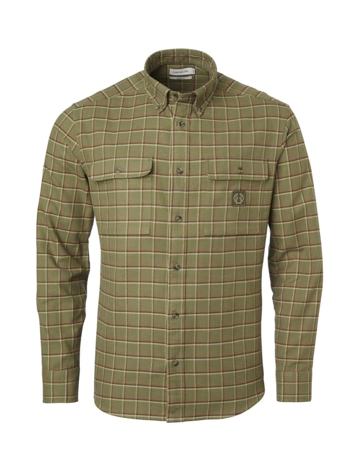 Chevalier Men's Heron Flannel Shirt Field Green Checked Chevalier