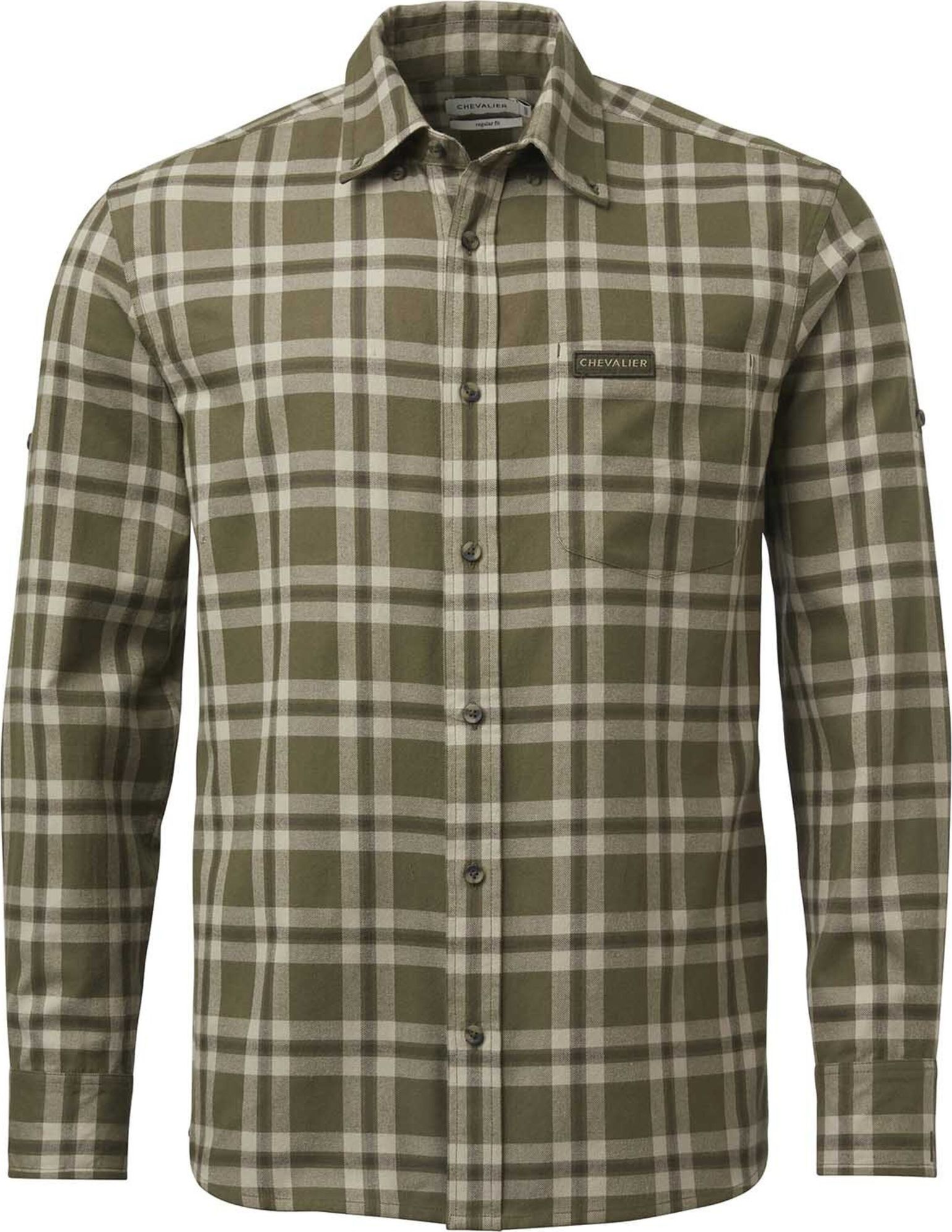 Chevalier Men's Teal Light Flannel Shirt Olive Green Checked