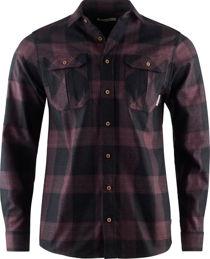 Aclima Men's ReBorn Woolshirt Check Dark Grey/Bordeaux Aclima