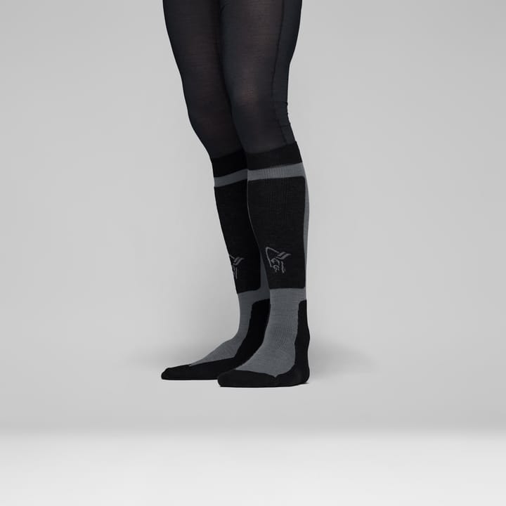 Norrøna Lofoten Mid Merinoull Long Socks Caviar Black/iron Gate Norrøna