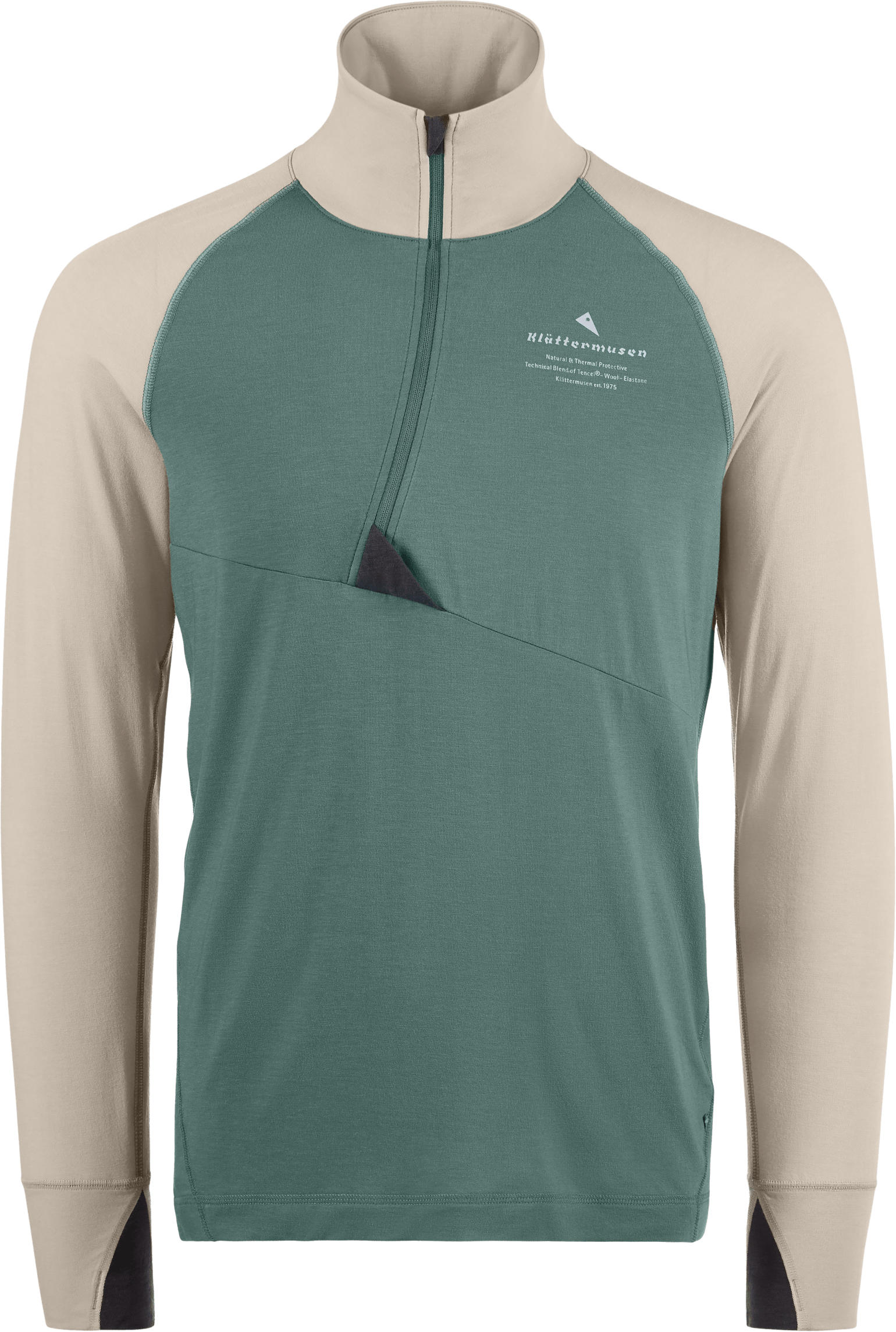 Klättermusen Men's Fafne Half Zip Sweater North Atlantic/Fossil Tan