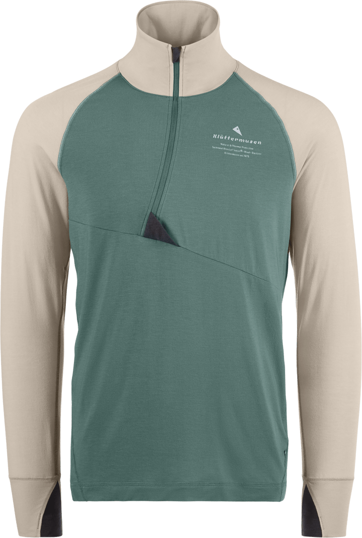 Klättermusen Men's Fafne Half Zip Sweater North Atlantic/Fossil Tan Klättermusen