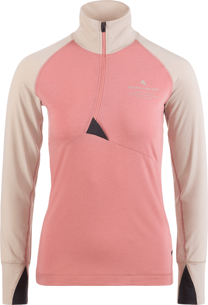 Klättermusen Women's Fafne Half Zip Sweater Cherry Wood/Fossil Tan Klättermusen