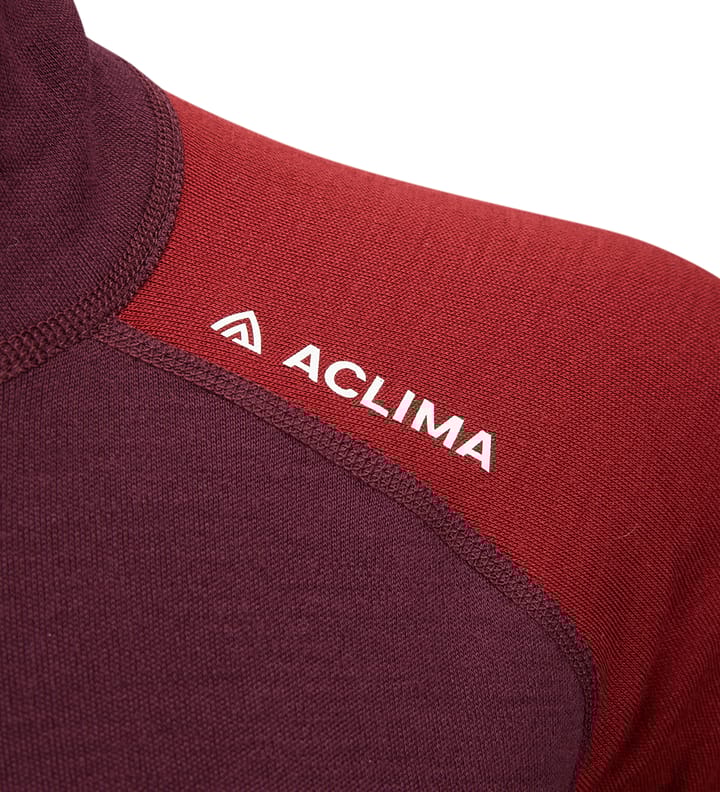 Aclima Women's WarmWool Polo Fig/Red Dahlia Aclima