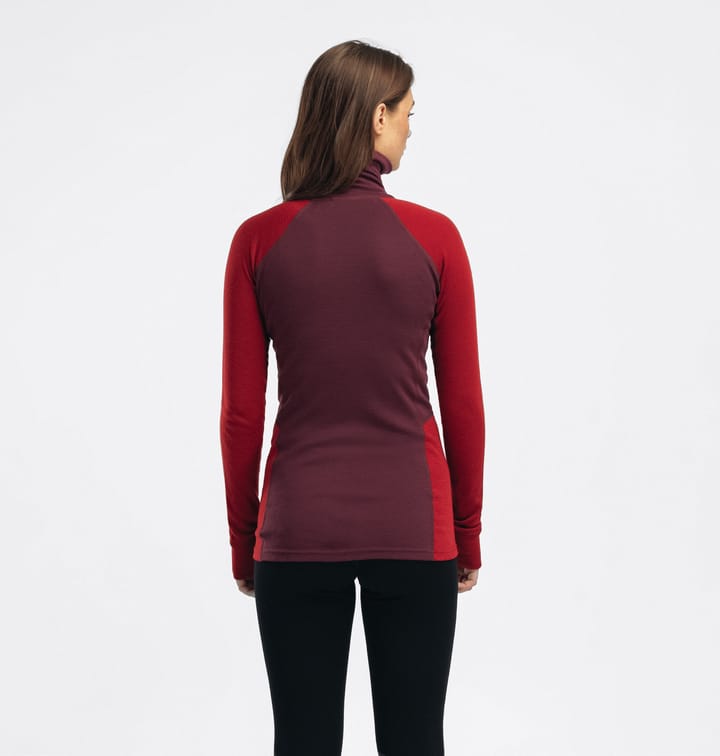 Aclima Women's WarmWool Polo Fig/Red Dahlia Aclima