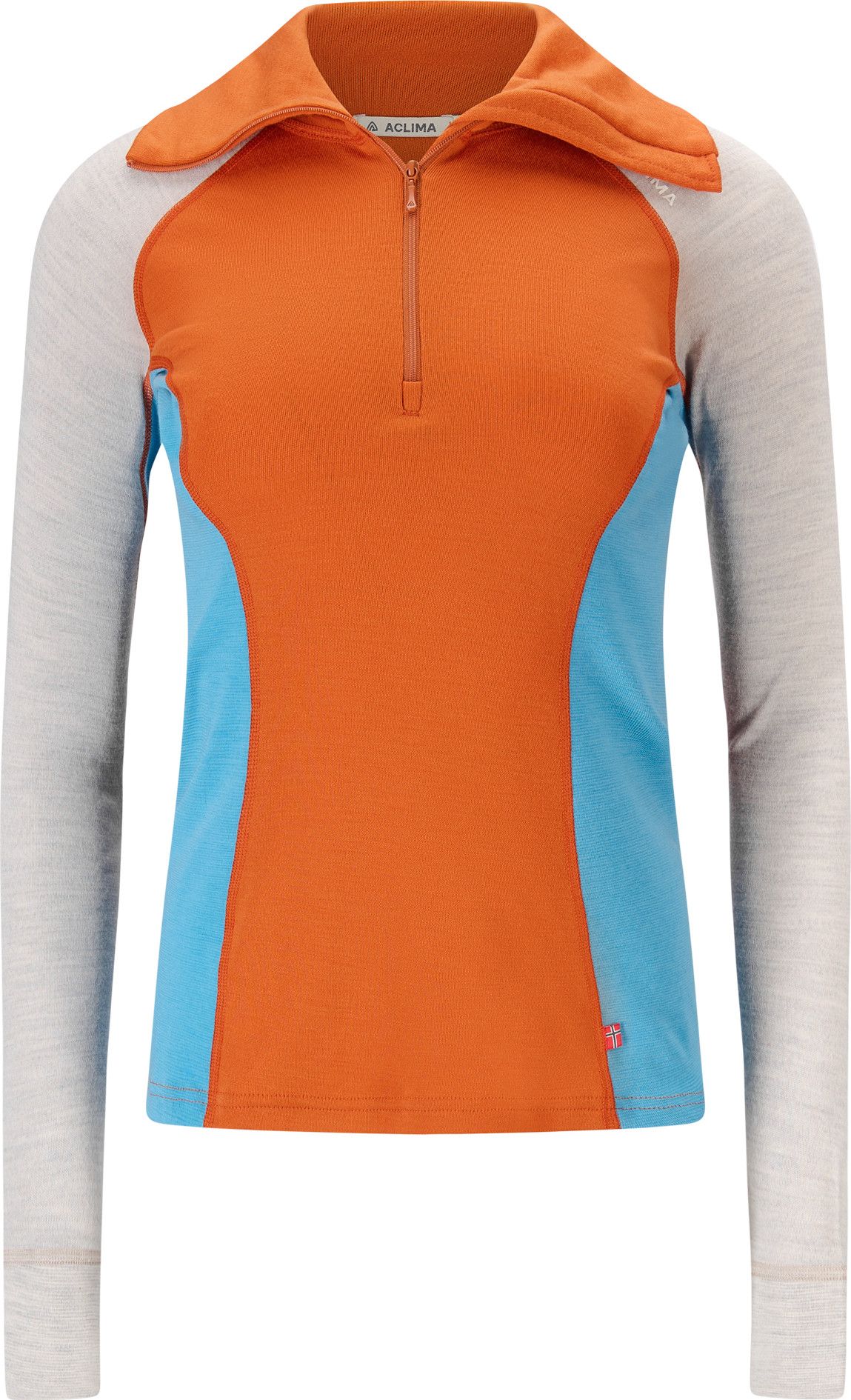 Aclima Women's WarmWool Polo Gold Flame/Beige Melange/Niagara