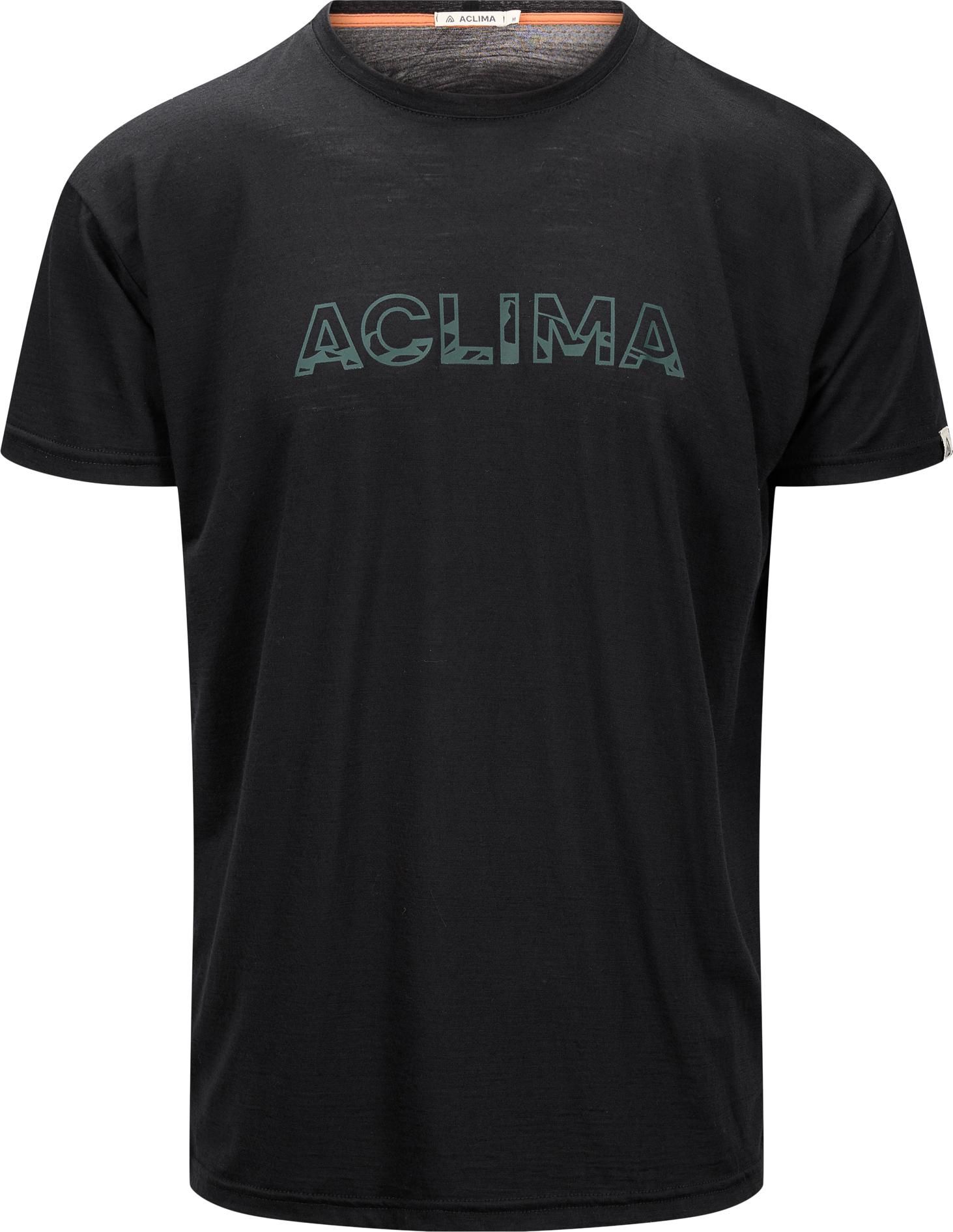 Aclima Men's LightWool 140 Classic Tee Logo Jet Black