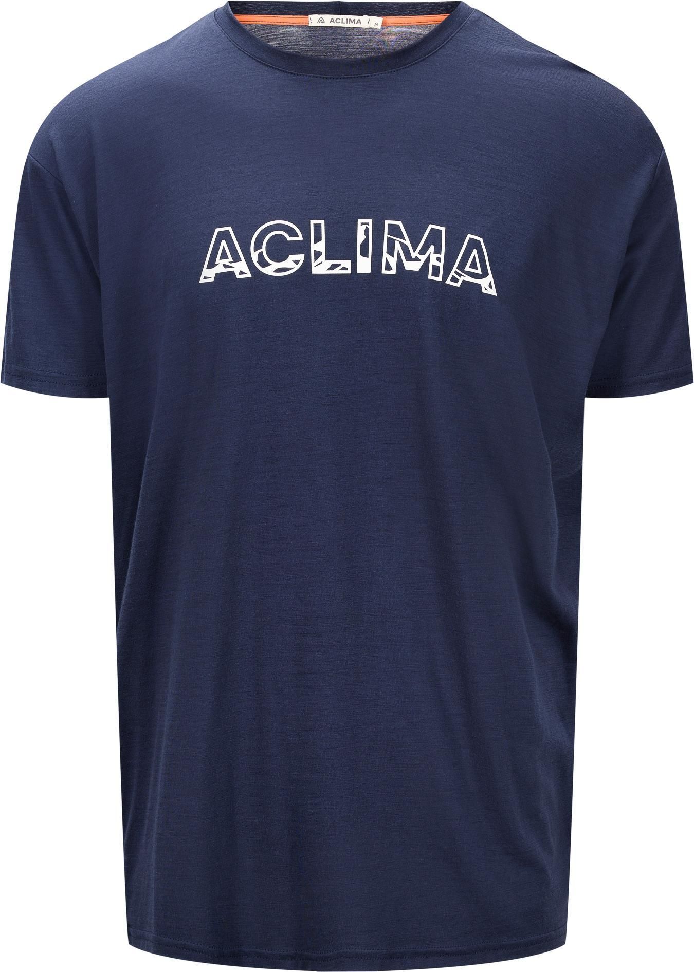 Aclima Men's LightWool 140 Classic Tee Logo Navy Blazer