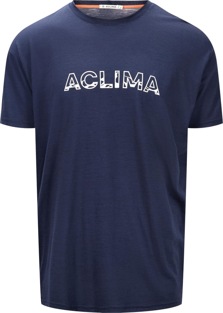 Aclima Men's LightWool 140 Classic Tee Logo Navy Blazer Aclima