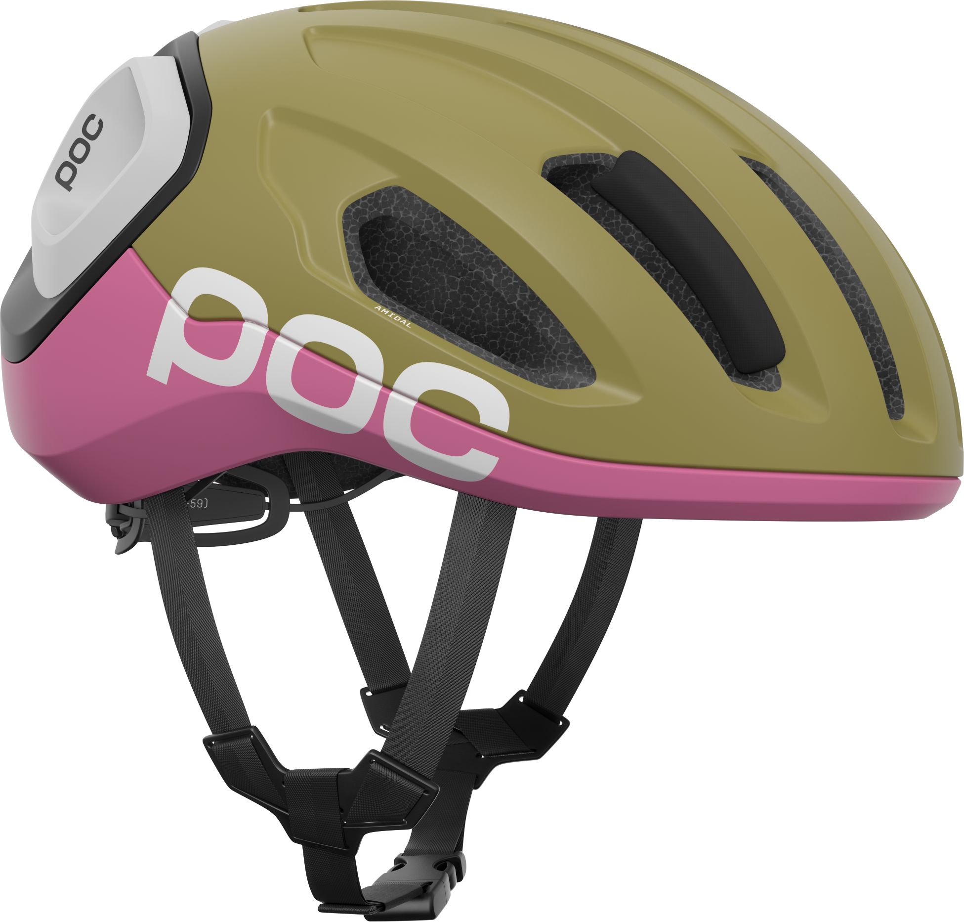 POC Amidal Cycling Helmet Olivine Green Matt/Thulite Pink Matt  L