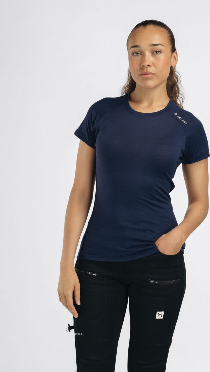 Aclima Women's Lightwool 140 Trail Tee Navy Blazer Aclima