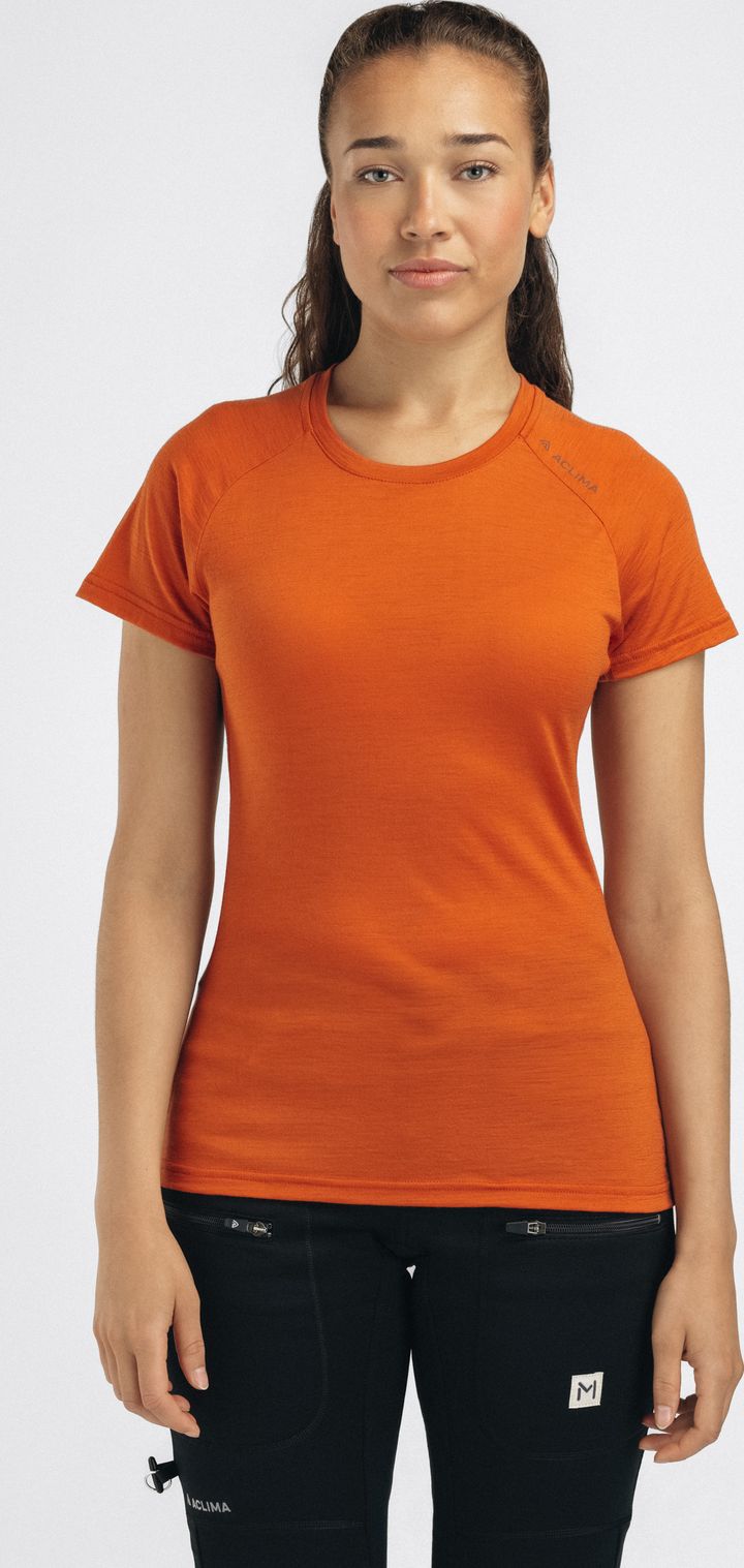 Aclima Women's Lightwool 140 Trail Tee Apricot Orange Aclima