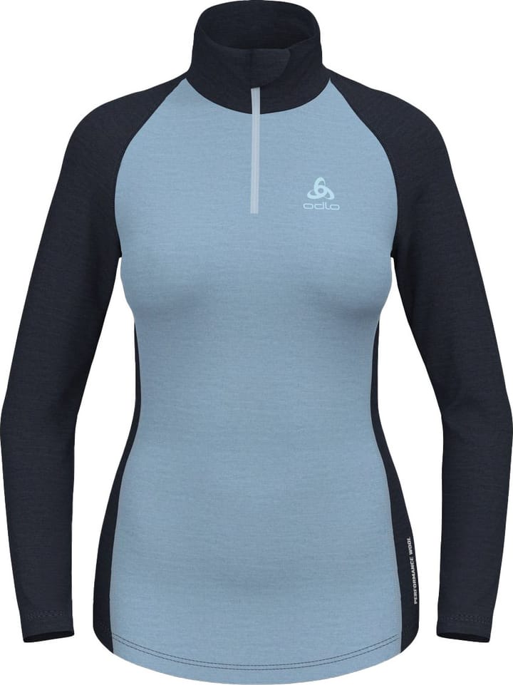 Odlo Women's Tn L/S Halfzip Natural Provincial Blue - Dark Sapphire Melange Odlo