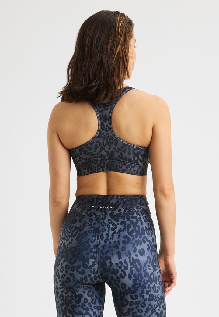 Röhnisch Women's Essential Zip Sportsbra Grey Leo Print Röhnisch