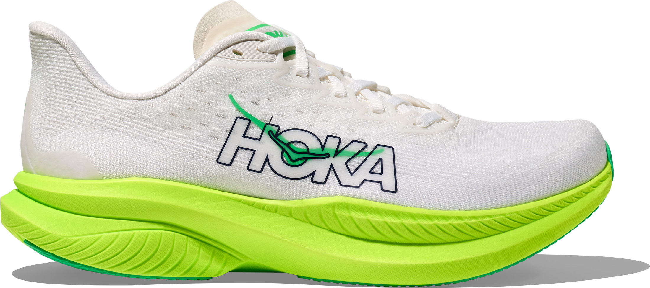 Hoka Men's Mach 6 White/Neon Lime Løpesko 43 1/3